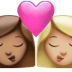 👩🏽‍❤️‍💋‍👩🏼 kiss: woman, woman, medium skin tone, medium-light skin tone display on Apple